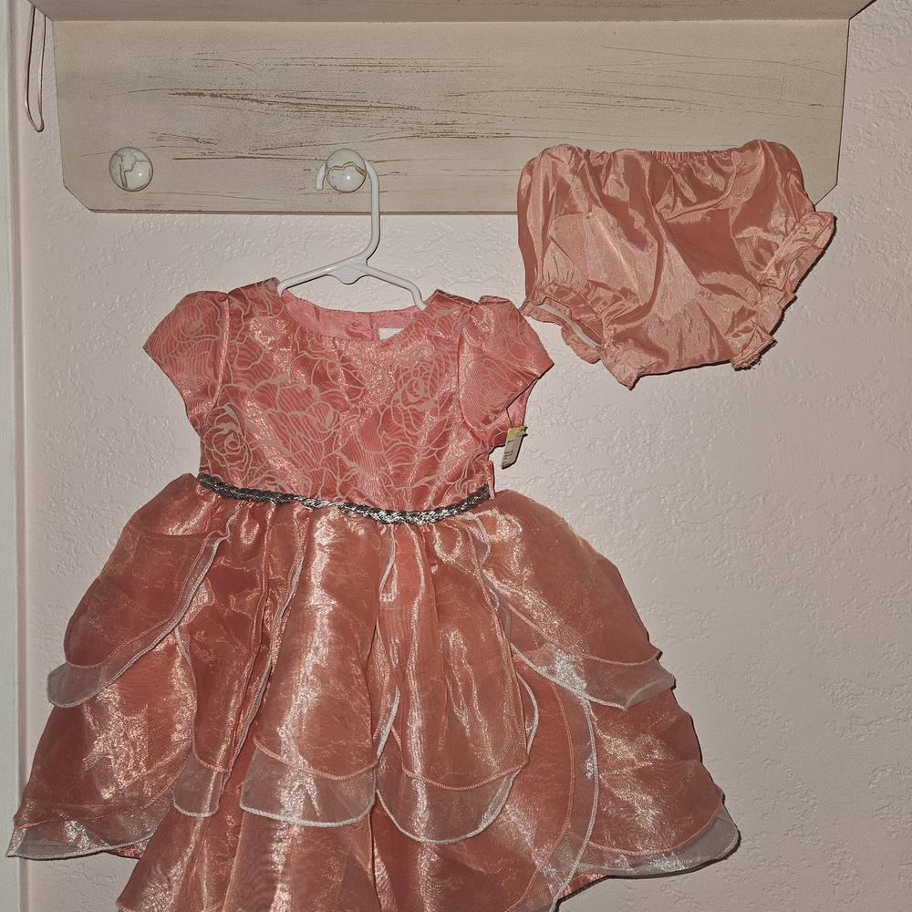 Charming Coral Kids Dress with Bloomers ** FINAL SALE** - Picture 5 of 6